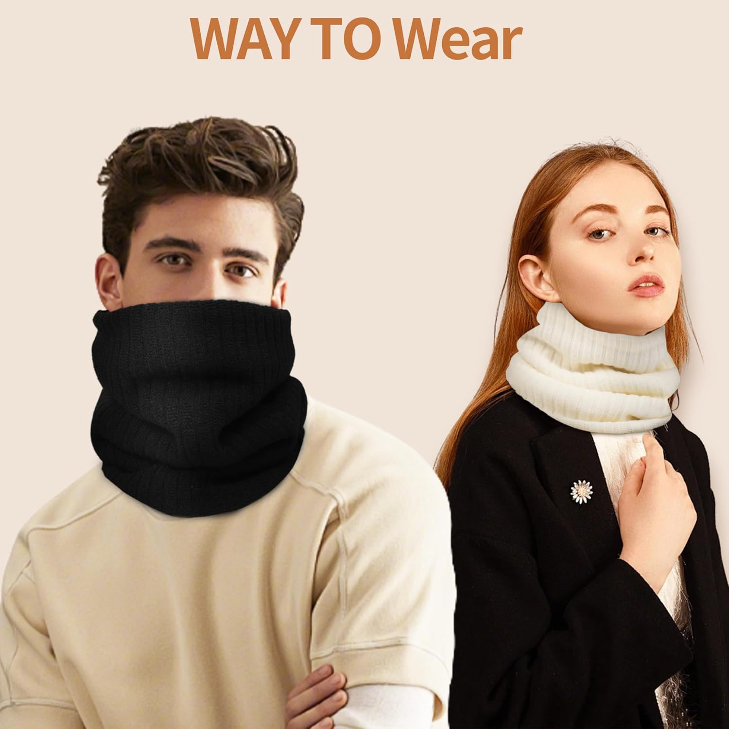 Pukavt Winter Knitted Neck Gaiter For Men And Women Neck Warmer Windproof Ski Mask Face Scarf for Cold Weather Outdoor Sports - Image 3