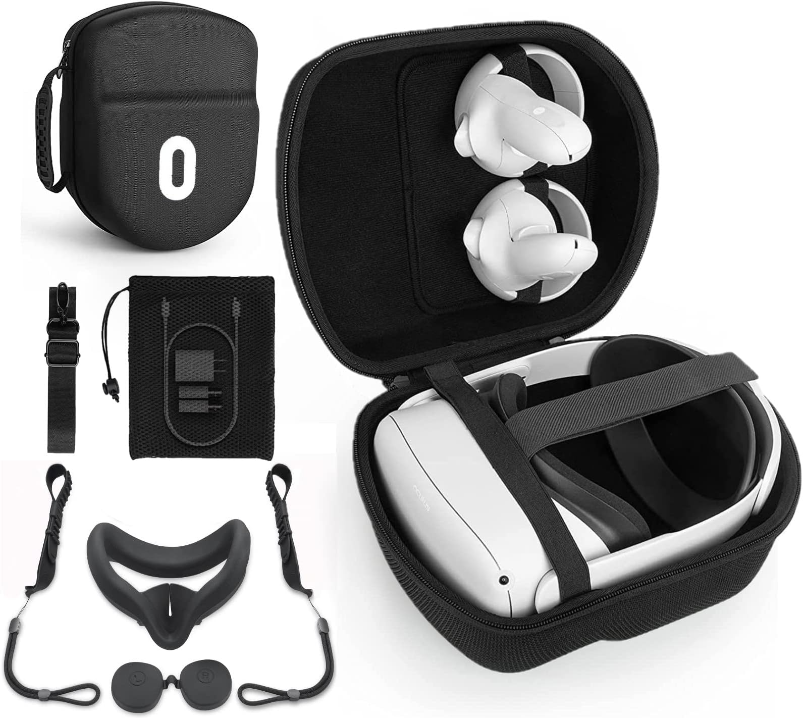 Travel Case for Oculus Quest & Quest 2 & Elite Strap, Hard EVA Carrying Case Storage Box for Oculus Quest Headset and Controllers (Black)