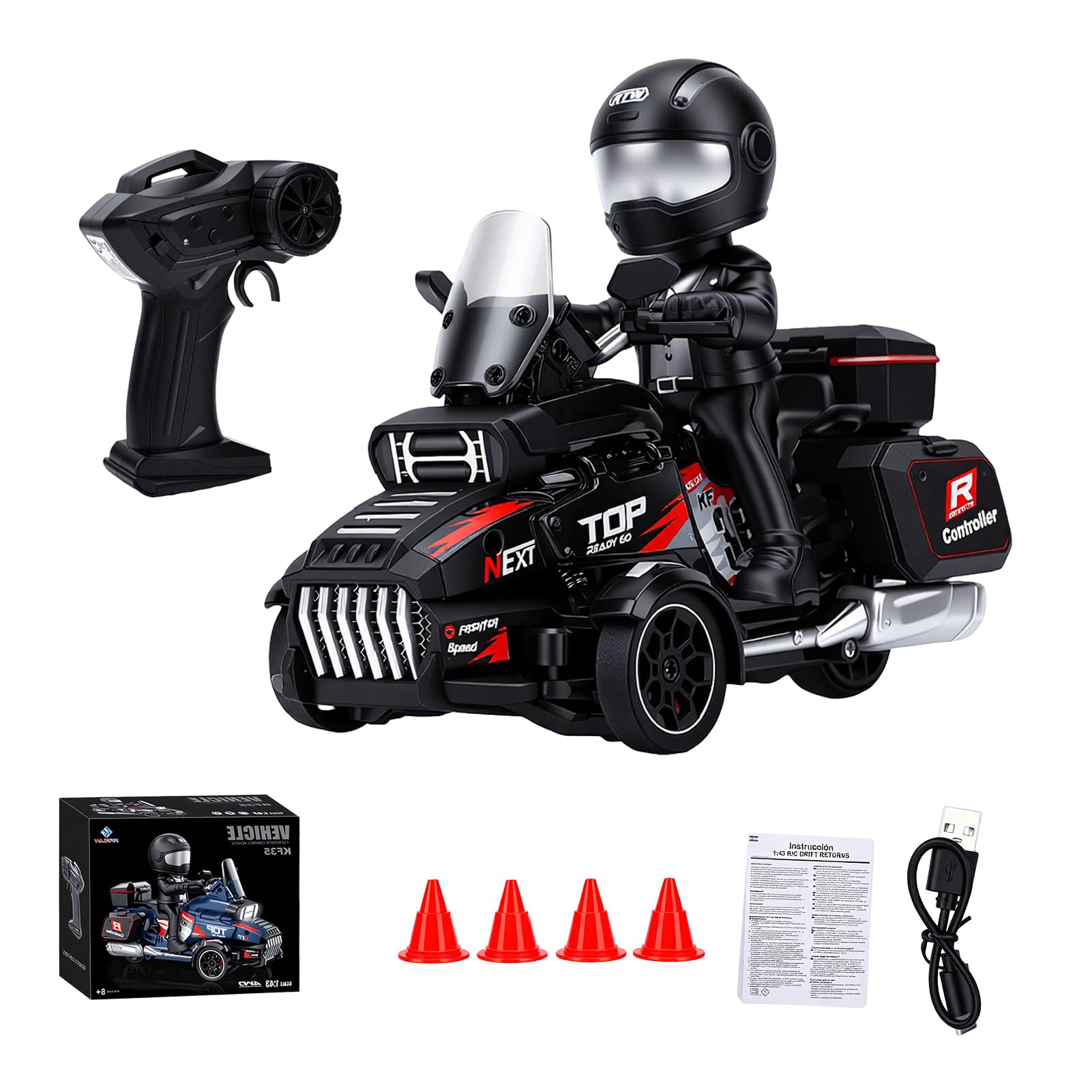 Goolsky Motocicleta de deriva teledirigida de 2,4 G en escala 1:43 (rojo)