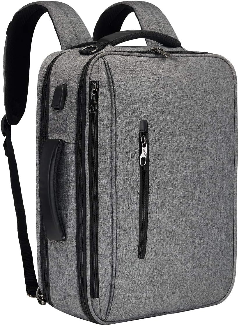 SLOTRA Briefcase Backpack Laptop Backpack Convertible Messenger Bag Shoulder Bag 15.6 Inch Backpack with USB Charging Port for Men Women Business Work School Travel