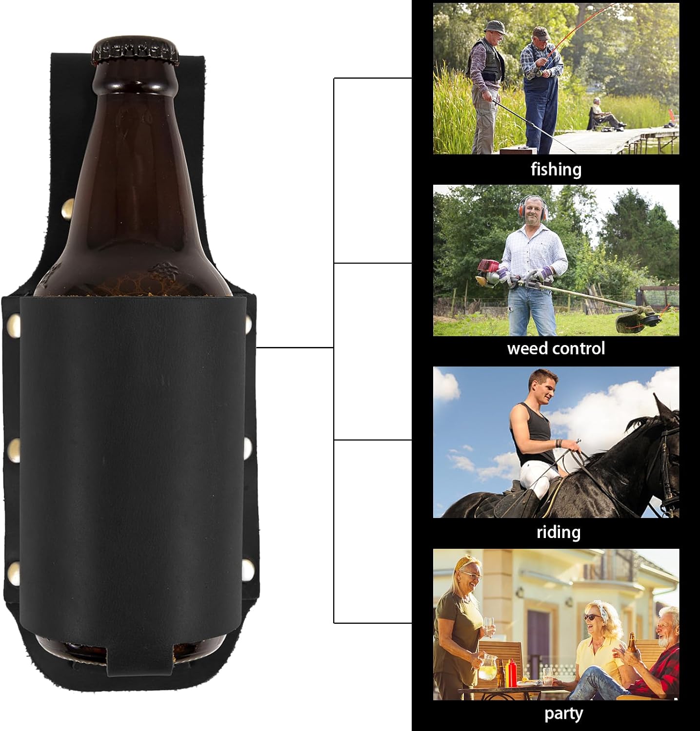 QCWN Beer Holste Belt PU Leather Beer Holder Belt Buckle Beer Holder Western Gifts and Cowboy Accessories Fun Beer Jacket for Cowboy Gun Holster Costume Beer Gifts and Beer Accessories for Beer Lovers