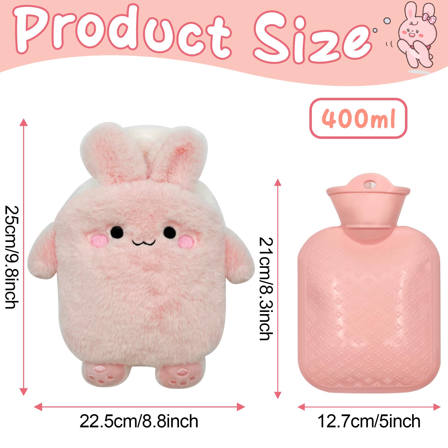 Bouillotte Avec Housse d'Eau Chaude en Silicone - Mini Peluche Sûre et Durable, Recyclable Pour l'Hiver - Pour Dames, Hommes et Enfants