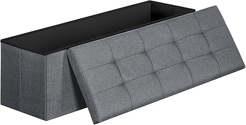 HOOBRO Banco otomano plegable de almacenamiento de 43.3 pulgadas, banco de dormitorio con almacenamiento, otomana de almacenamiento con parte