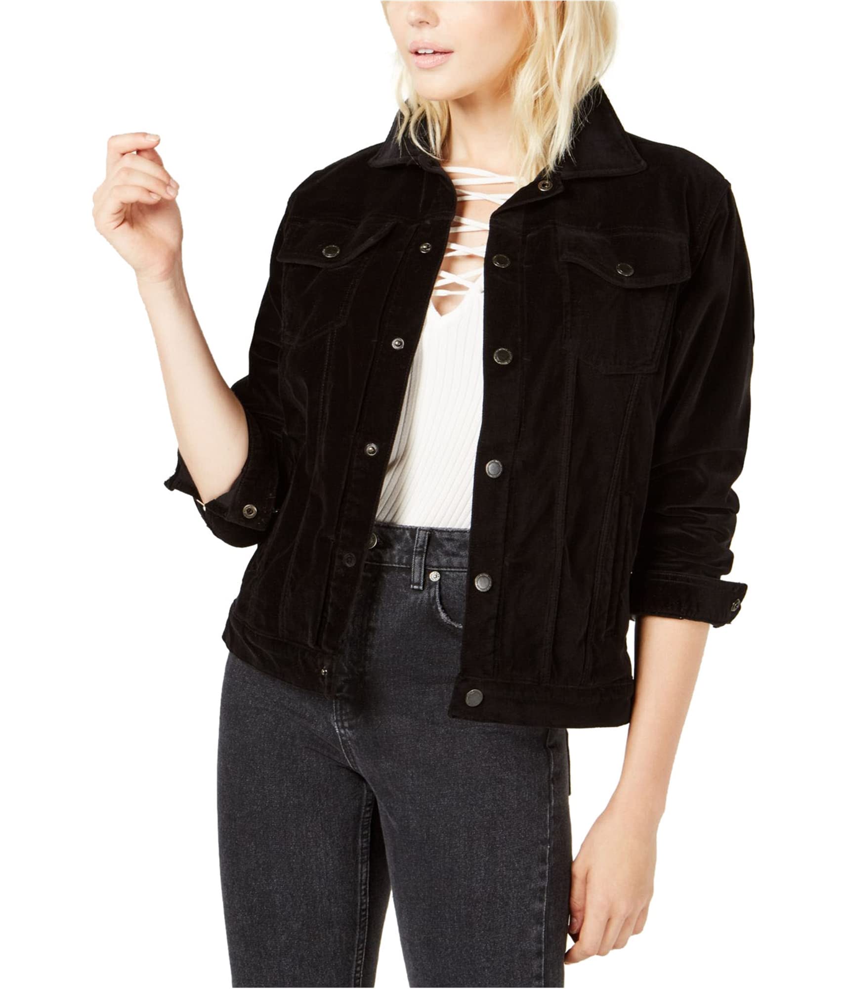 HUDSONWomens Trucker Jacket, Black, X-Small