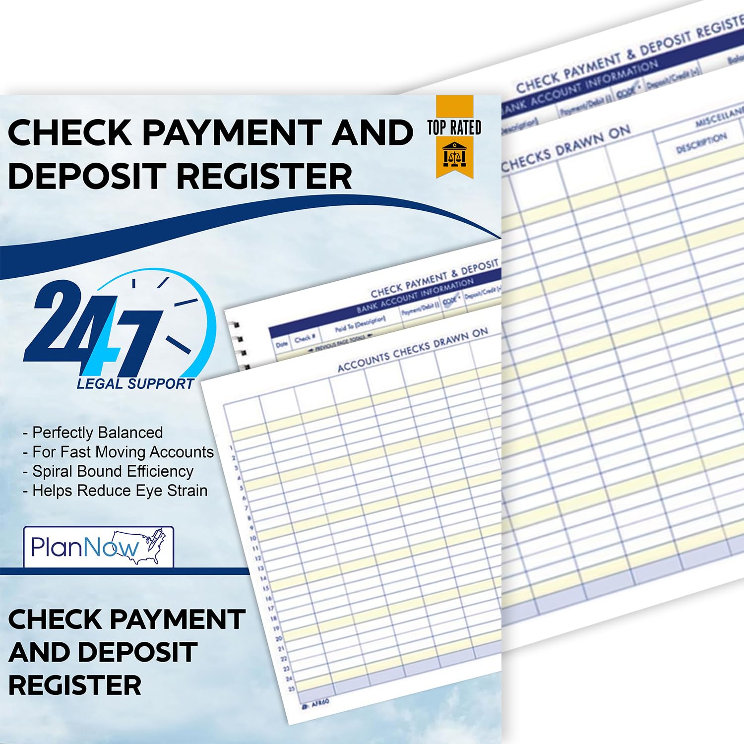 Dual Check Payment and Deposit Register with Checkbook Pocket - Durable Cover, Ledger Book for Managing Multiple Accounts, for Personal, Business or Office Use