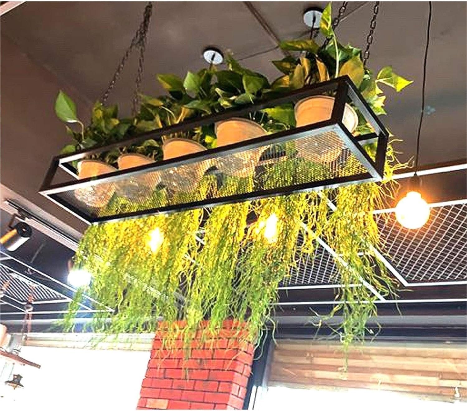 Deckenregal Hängend Küche kücheninsel Pot Pan Rack Hängende Regale Kreative Decken-blumenständer Kochgeschirr Aufhänger Lagerung for Bar Keller Garage Restaurant, schwarz Metall Eisenrahmen