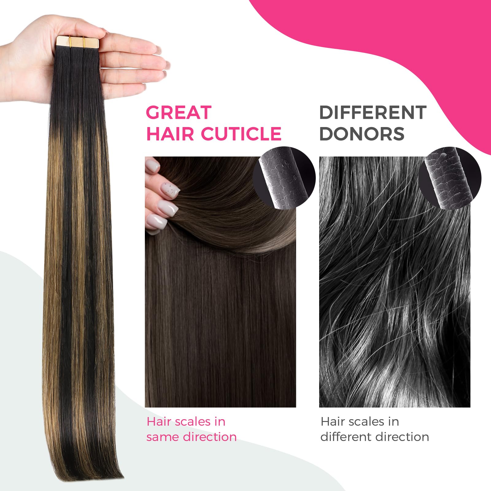 Amazon.com : Lashey Tape in Hair Extensions Human Hair 24  display picture 2