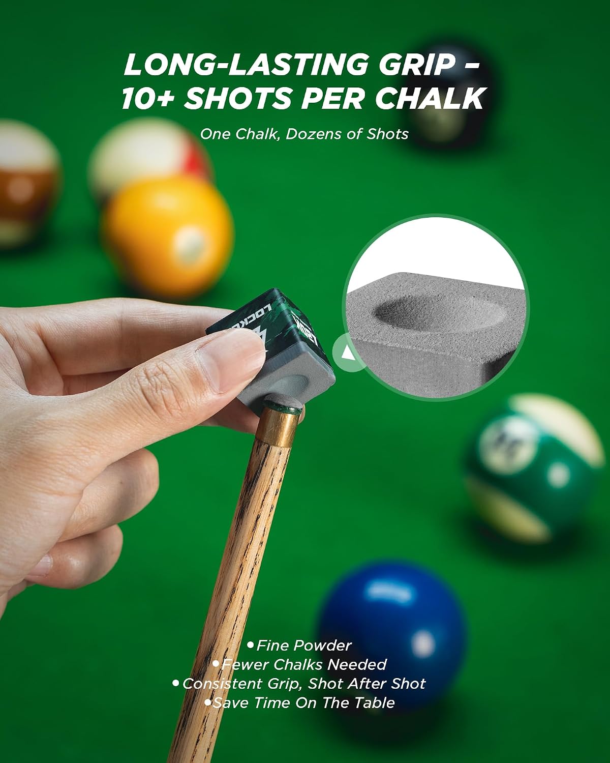 Professional Slate Gray Billiard Chalk - Low Dust High Adhesion Cue Chalk for Billiard & Snooker, No Aluminum Case