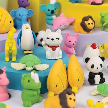 Peaceable Kingdom 60 Animal Erasers for Kids Party Favor Pack | 60 ready-to-give favors for the whole class.