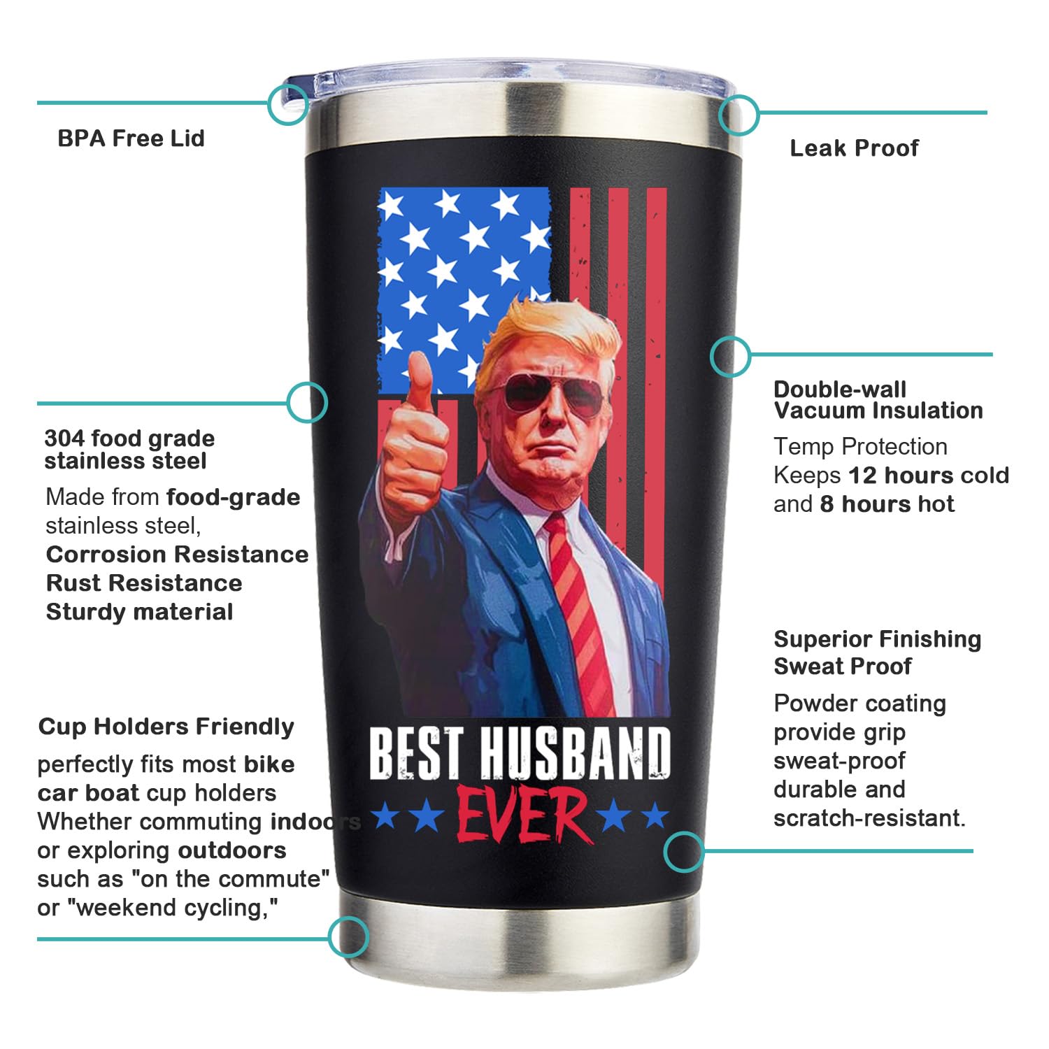 40 Oz Tumbler Gift For Husband – Anniversary, Birthday, Father’s Day, Valentine’s Present From Wife, Double-Wall Stainless Steel 3 thumbnail image