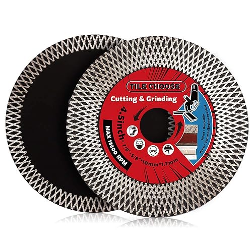 Diapro Paquete de 2 cuchillas de porcelana de diamante de 4.5 pulgadas para cortar y moler azulejos de porcelana, mármol de granito (4.5 pulgadas, 2)