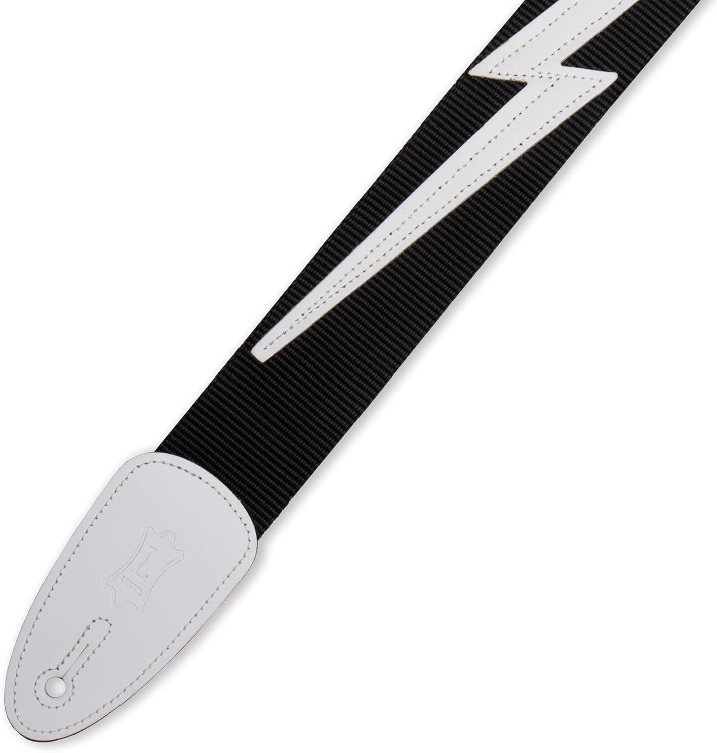 Levy's Leathers 2" Polypropylene Black Guitar Strap with White Lightning Bolt (DM5-BLK)