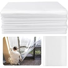 8 Pack 12 x 9 Ft Extra Large Plastic Drop Cloths for Painting, Thickened Painters Disposable Plastic Cover for Painting Protection,Plastic Tarp Sheeting for Painting Furniture Floor Protector 8