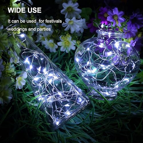 Miniatura 3 de Paquete de 6 guirnaldas de 20 luces LED de 7.2 pies, funciona con pilas, color blanco frío y 2 paquetes de 60 luces LED de 20 pies, funciona con