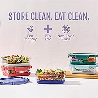 Vista 2 de Ello Duraglass Refresh - Juego de 5 recipientes de vidrio para almacenamiento de alimentos de 3.4 tazas con funda de silicona y tapas de plástico
