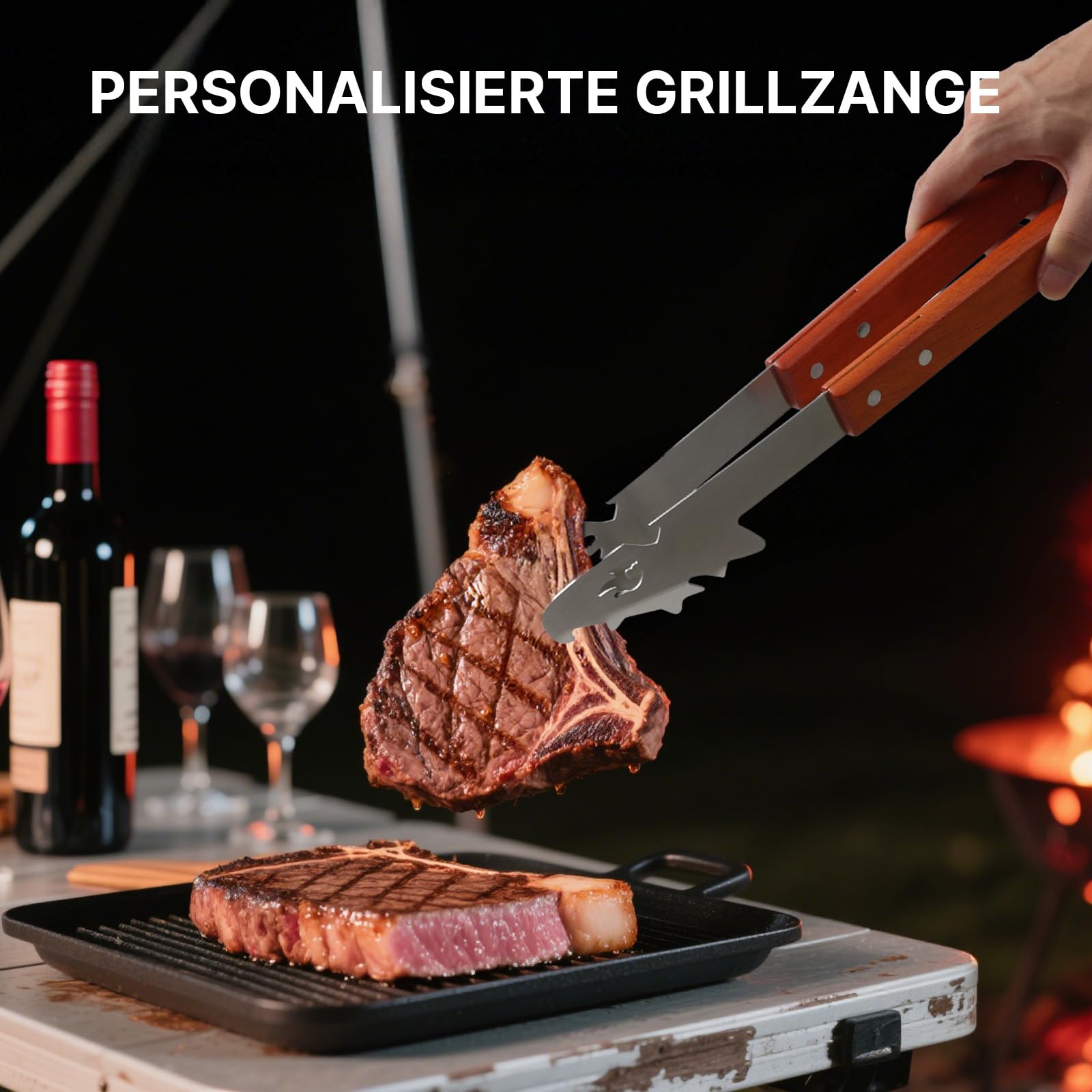3-teiliges Grillbesteck-Set. Extra Langes Grillwerkzeug, Grillzubehör Männer Geschenk, Grillzubehör mit Grillzange, Grillwender, Fleischgabel Extra-Langen Holzgriffen,Grill Geschenke für Männer