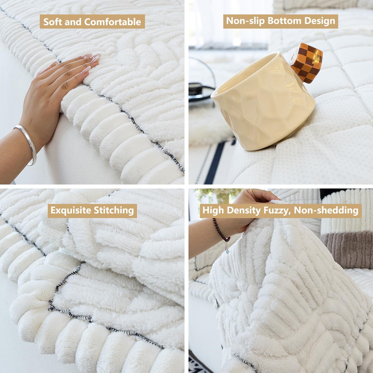 Couch Cover for Dogs, Washable Non-Slip Pet Sofa Protector, Soft Sofa Slipcovers Cushion Protector for Dogs and Cats. (Beige, 27.6" x 59.06" x 1.5")