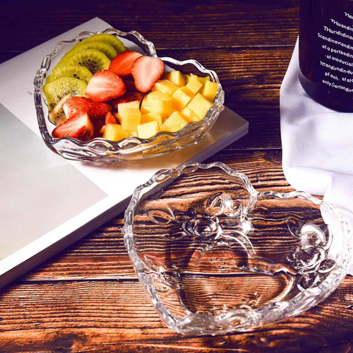 Yardwe Heart Shaped Salad Bowl Glass 301-400ml for Serving