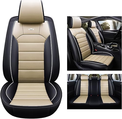 Miniatura 9 de otoez Juego completo de fundas de cuero para asientos de automóvil, fundas de asiento de piel sintética para automóviles, impermeables, protectores