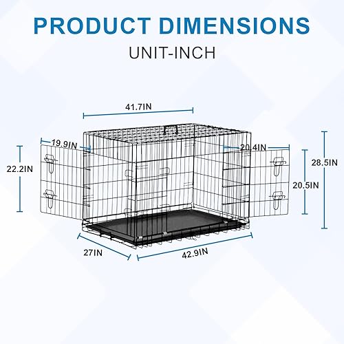 Miniatura 48 de Jaula para perros, jaula para perros, perrera de alambre de metal para exteriores, plegable de doble puerta, jaula para mascotas para perros Negro