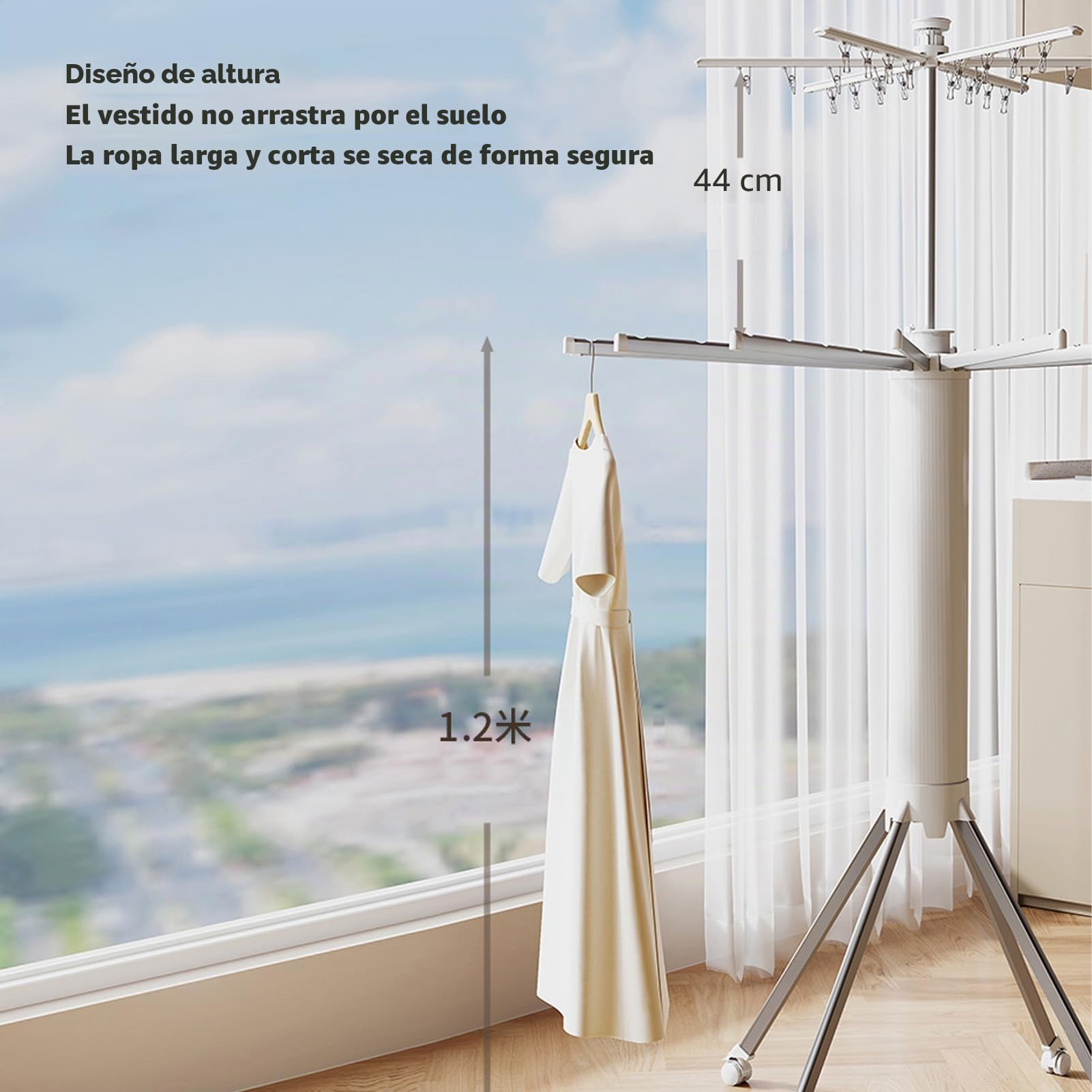 Tendedero de Ropa Plegable con Trípode de Aluminio, Soporte de Lavandería que Ahorra Espacio para Uso en Interiores y Exteriores (Versión mejorada 02)