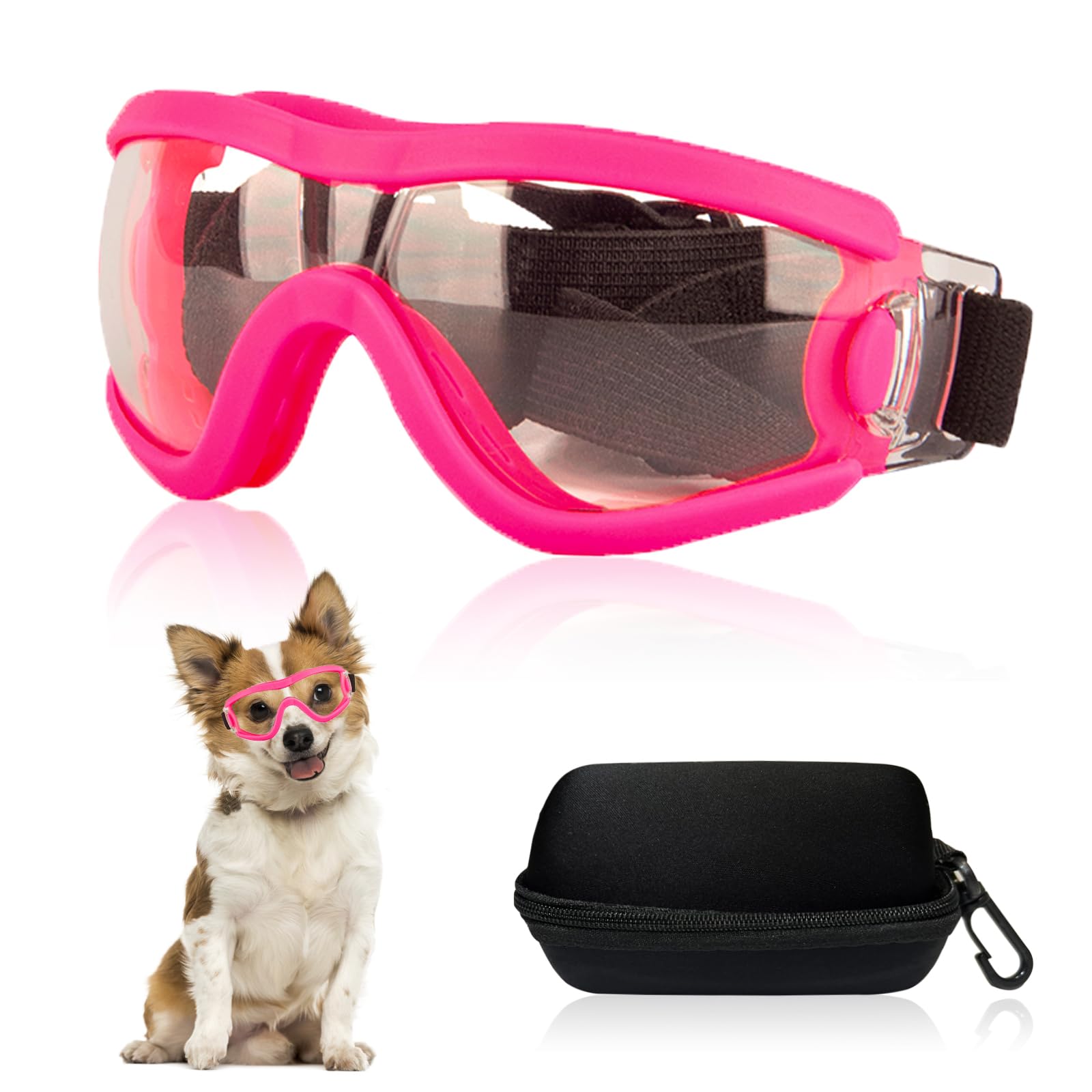 Mitubati Dog Goggles Small Breed Dog Sunglasses with Adjustable for UV Protection Eyewear Doggy Doggie Puppy Glasses Anti-Fog Wind Dust Snowproof (