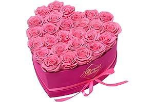 27-Piece Forever Flowers Heart-Shaped Box - Preserved Roses That Last a Year