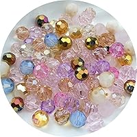 Vista 21 de 550 cuentas redondas de cristal de 0.118, 0.115, 0.236, 0.315 y 0.315 pulgadas, cuentas espaciadoras redondas facetadas para hacer joyas, pulseras