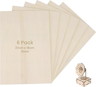 Belle Vous 6 Pack 5mm Plywood Plaques - 27 x 18cm / 10.63 x 7.09 - Unfin...