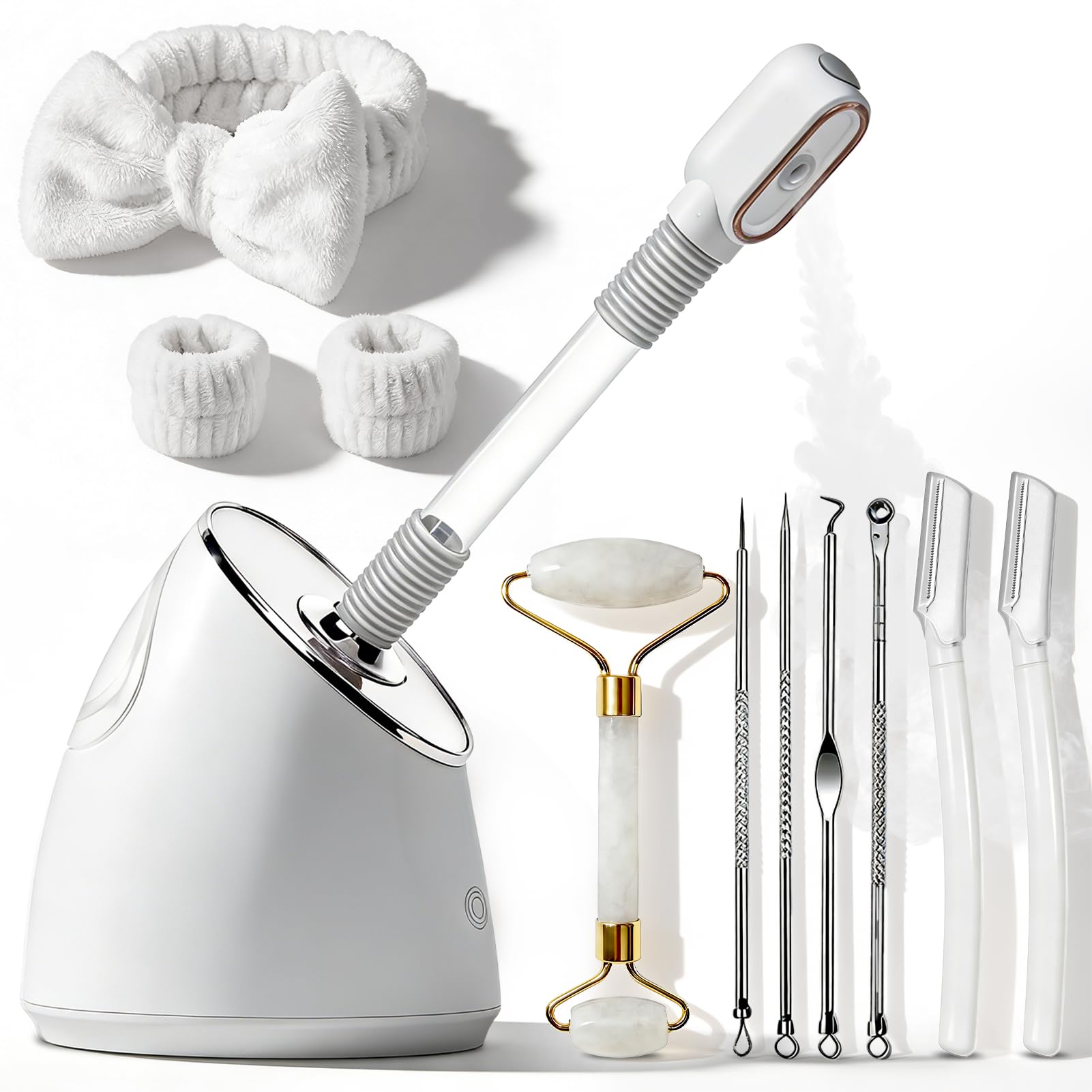 Pjordo Facial Steamer Spa Kit, Nano Ionic Face Steamer for Deep Cleaning Unclogs Pores, Warm Mist Humidifier Steamer for Face Home Sauna SPA, Self