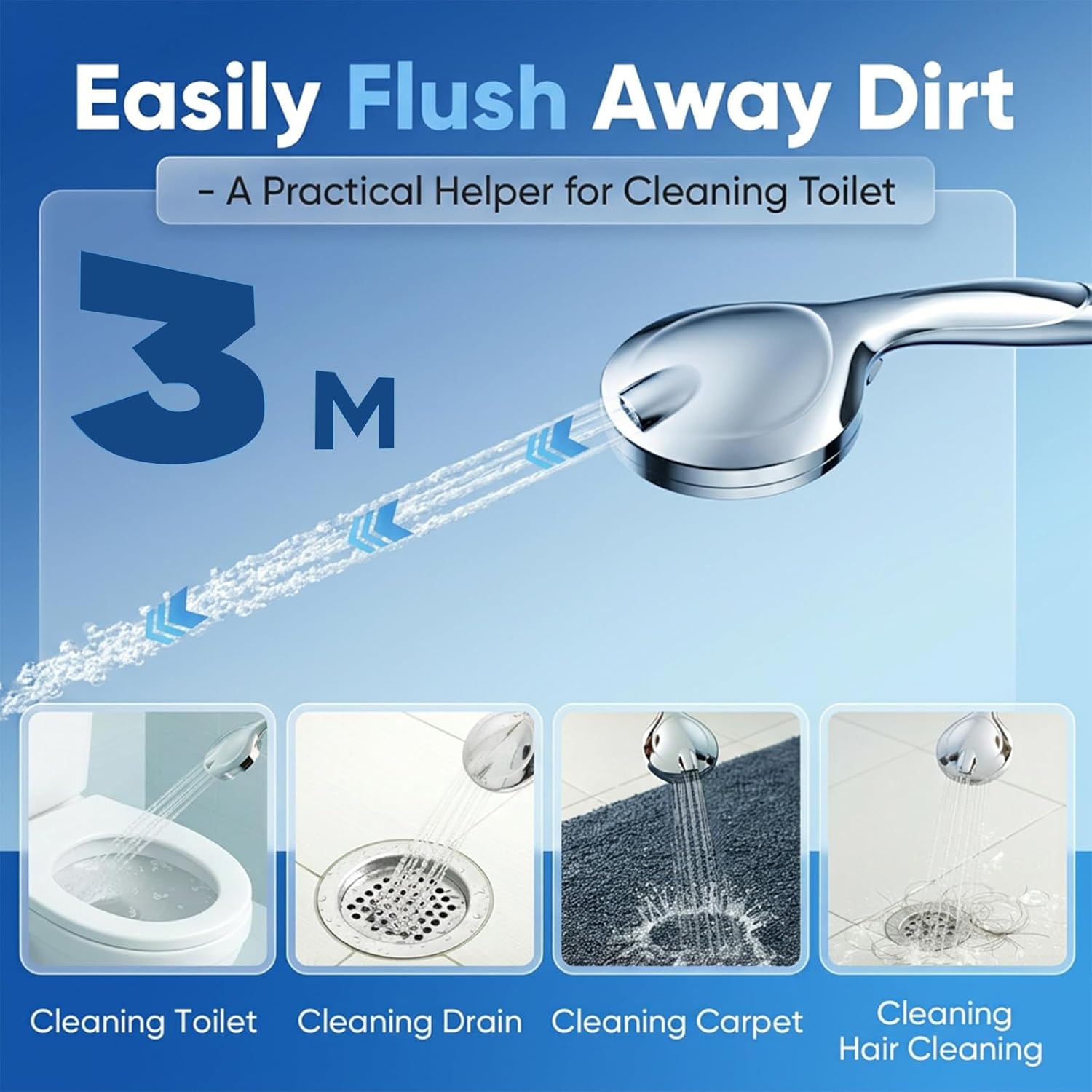High Pressure Handheld Shower Head, 5" Large 10-Mode Filtered Showerhead with 59" Stainless Steel Hose, Hard Water Filter, Detachable Sprayer for Bath