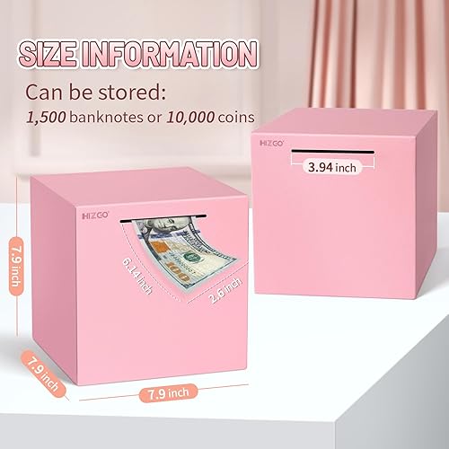 Miniatura 2 de hizgo Alcancía rosa para adultos, alcancía de acero inoxidable para adultosniños, debe romperse para abrir, caja de ahorro de dinero sin abrir (7.9