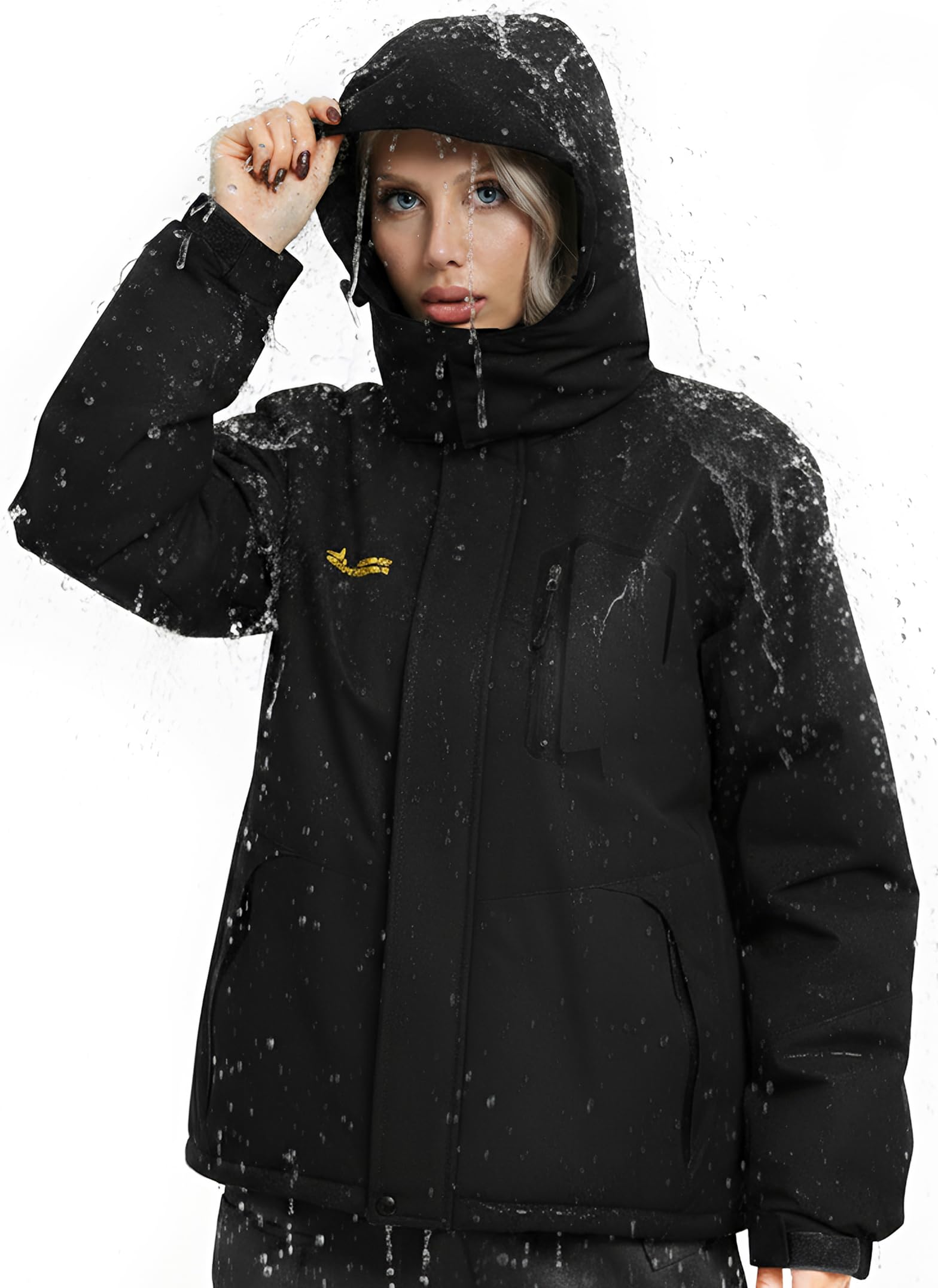 Skijacke Softshelljacke Damen Wasserdicht Regenjacke Winterjacke Funktionsjacke Winddicht Winter Warm Gefüttert Outdoorjacke mit Kapuze