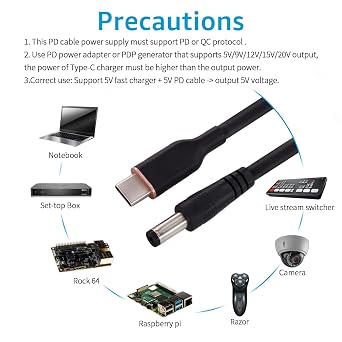 DSD TECH MagicConn SH-CP05A USB Type C PD to DC Power Cable(55x25)-5V