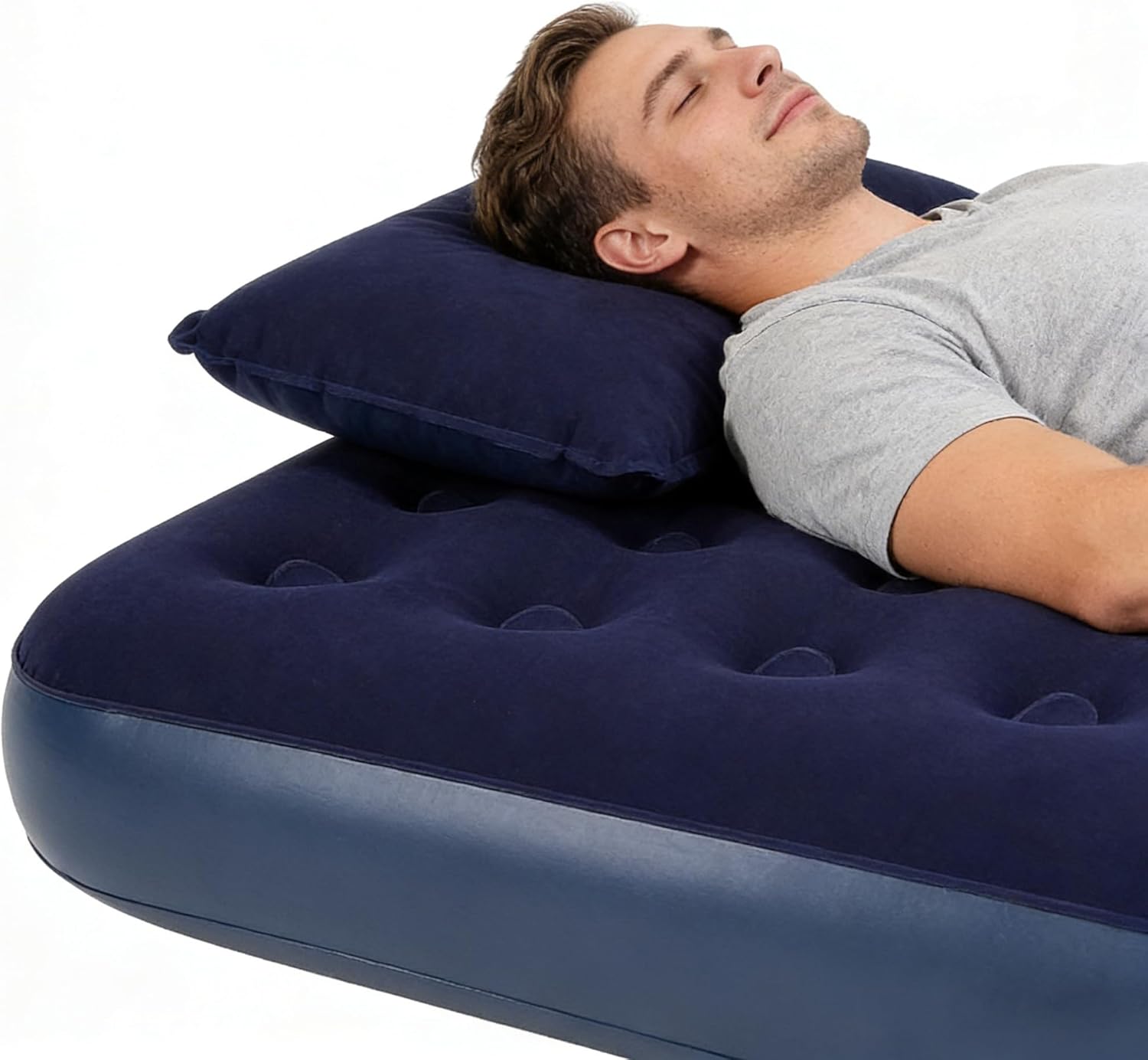 Twin Size Air Mattress - Portable Foldable Comfortable Inflatable Airbed Lightweight Bed for Camping, Home and Travel Pad - Easy to Set Up - Ideal for Kids, Adults, and Guests