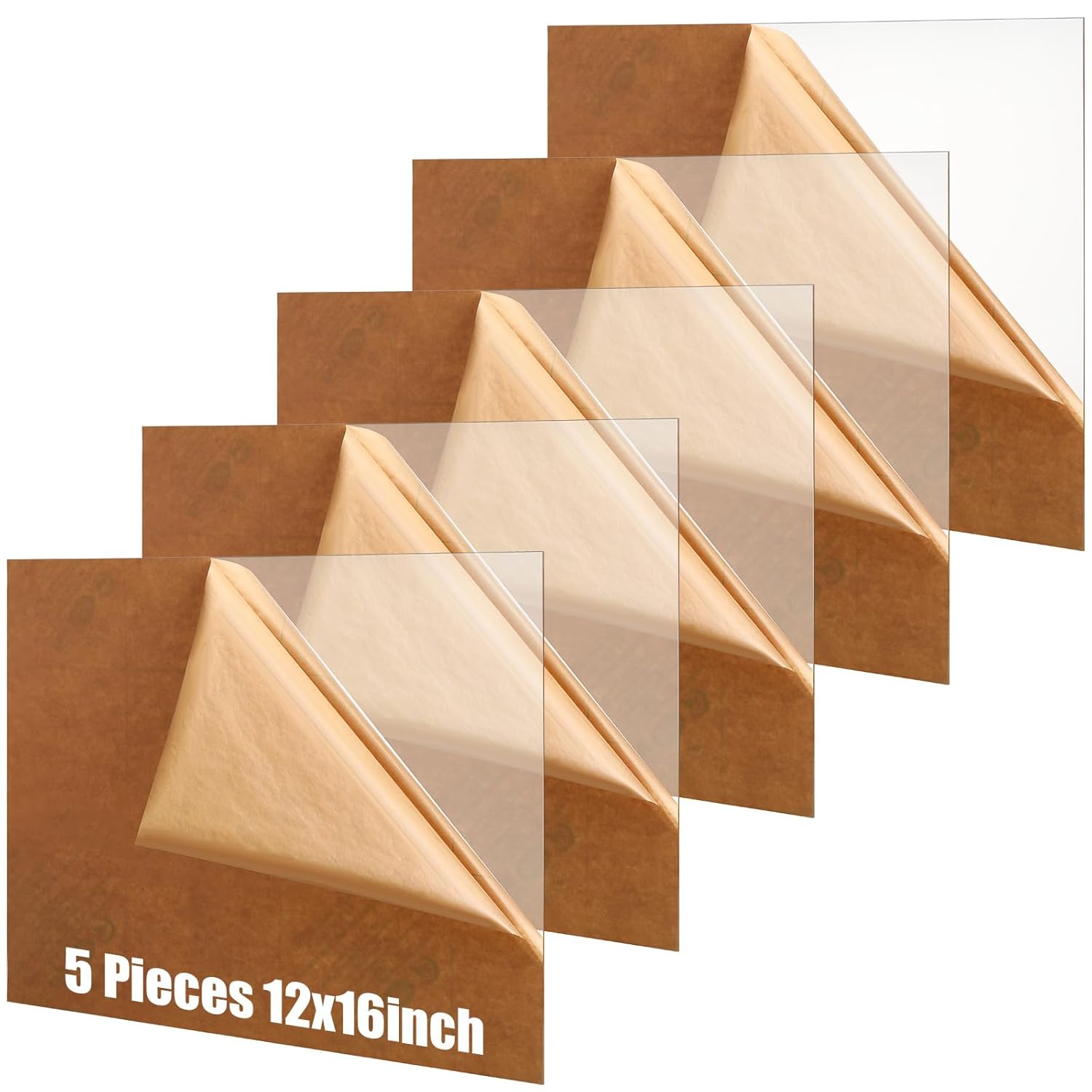 Wesiti 5 Pieces Clear Acrylic Sheet Cast 1/8" for Laser 3 mm Thick Acrylic Cutter Clear Plastic Sheet for Art Design Wedding Party Sign DIY Craft Photo Frame Display (12" X 16")