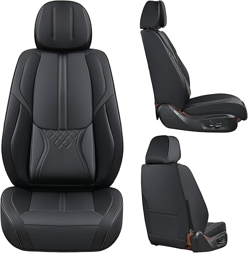 Miniatura 8 de Juego completo de fundas de asiento de coche marrones, fundas de asiento delantero y trasero, 5 piezas, protectores universales de cuero sintético