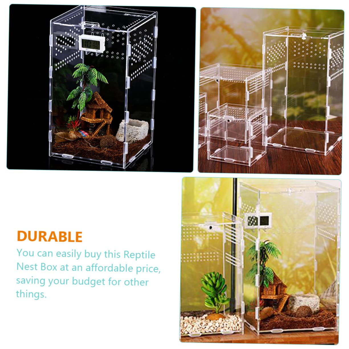 Magnetische Durchsichtige Acryl Reptilien Zuchtbox mit Stabilem Belüftungssystem für Soldatenkrabben und Skorpione Terrarium Zubehör