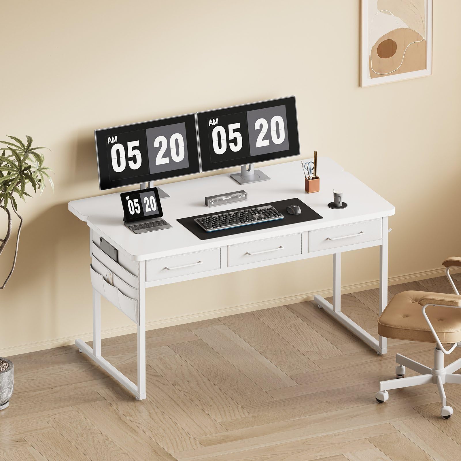 Amazon | Maihail デスク 幅120cm 引き出し付き パソコンデスク 机 pc