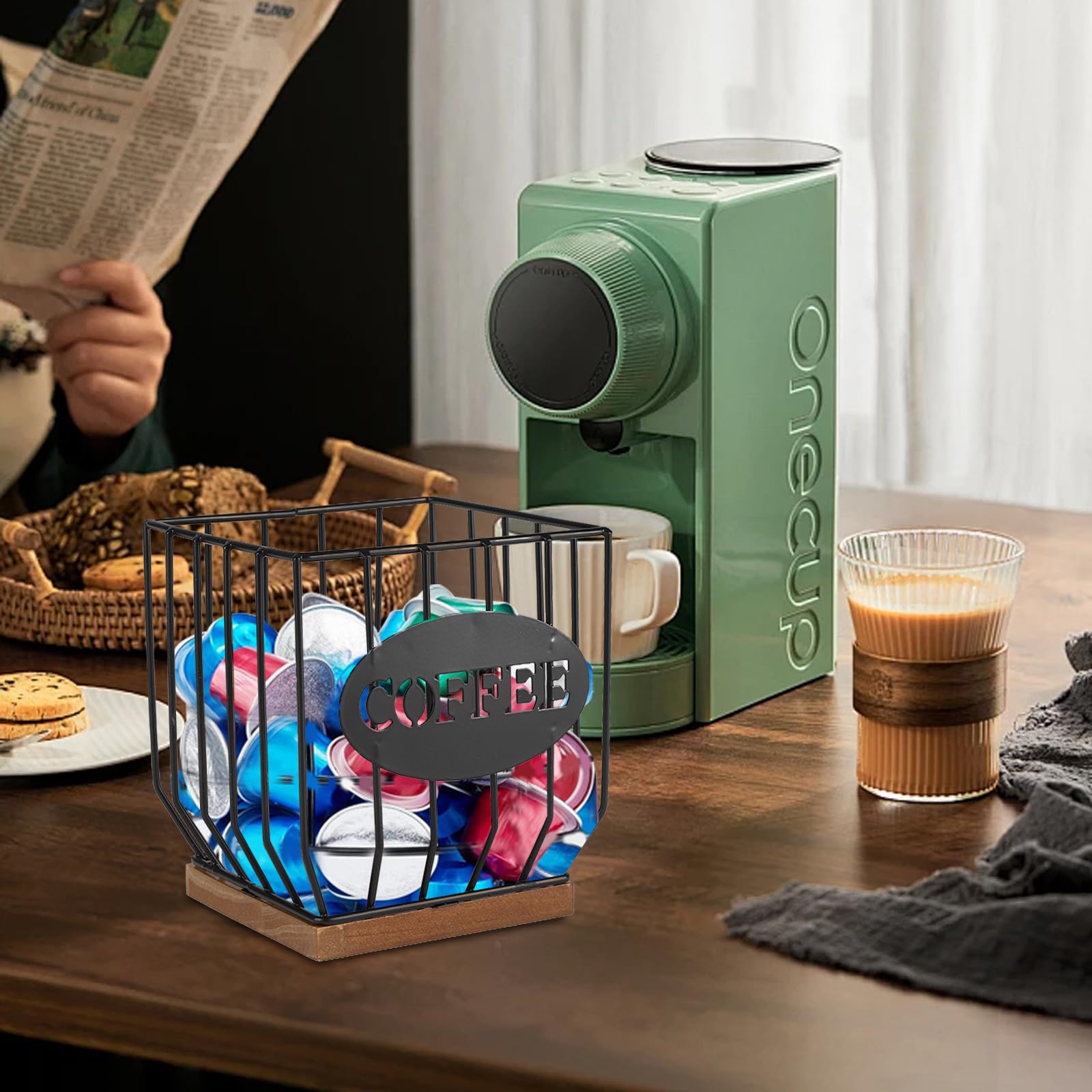 Kaffeepads Aufbewahrung K-Tassen-und Kaffee Regal Organizer mit Großem Fassungsvermögen, Aufbewahrung Korb für Kaffeepads oder Instantkaffee,Vorratsbecher Original Kapsel-Kaffeefilter 16×12×17cm Küche, Haushalt & Wohnen