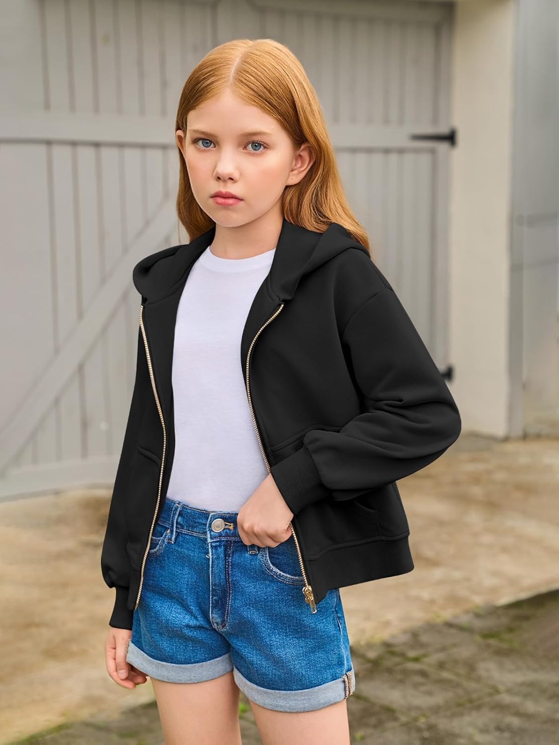 Haloumoning Girls Zip Up Hoodies Kids Casual Long Sleeve Sweatshirt Fall Jacket with Pockets 5-14 Years - Image 3