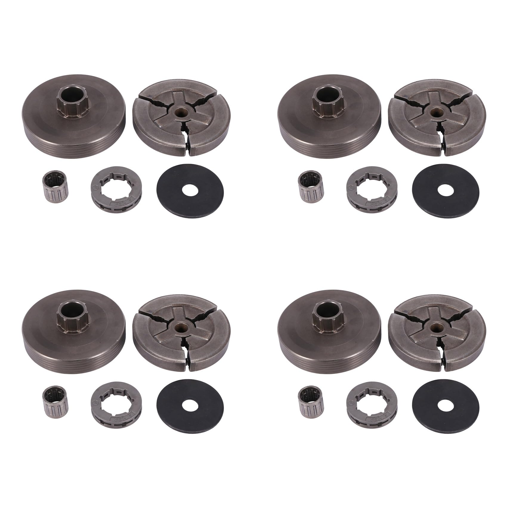 Jnchdghwa Silver Gray 4X Clutch Drum & Clutch & Sprocket Rim & Needle Bearing Fit For Chinese Chainsaw 4500 5200 5800