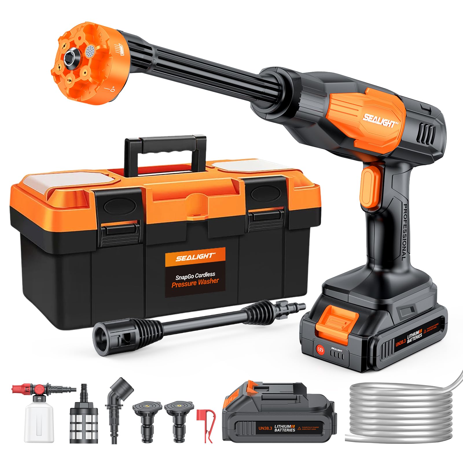 SEALIGHT Cordless Pressure Washer: 970PSI Power Cleaner for Cars, Fences, Patio, Bikes