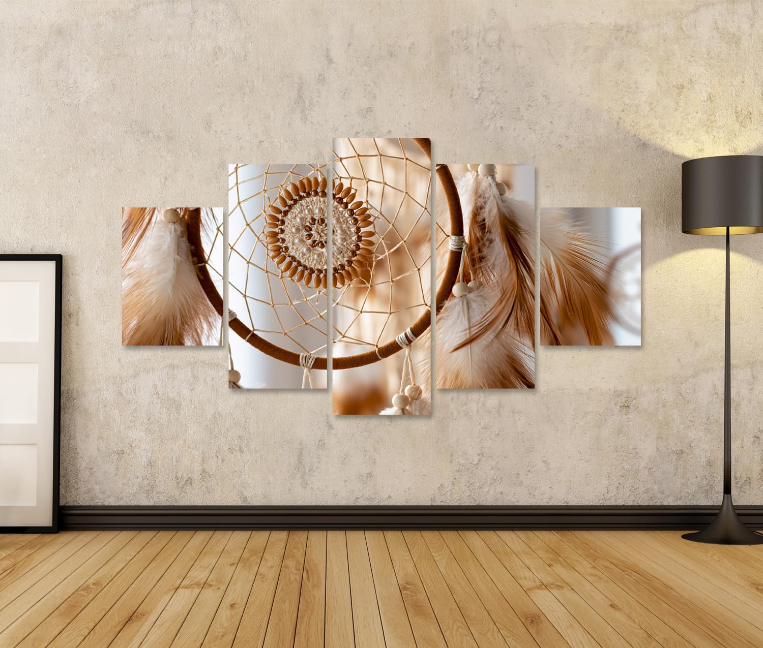 islandburner Bild auf Leinwand Mystischer Traumfänger Wandbild Schlafzimmer Deko für Träumer - 5-teilig