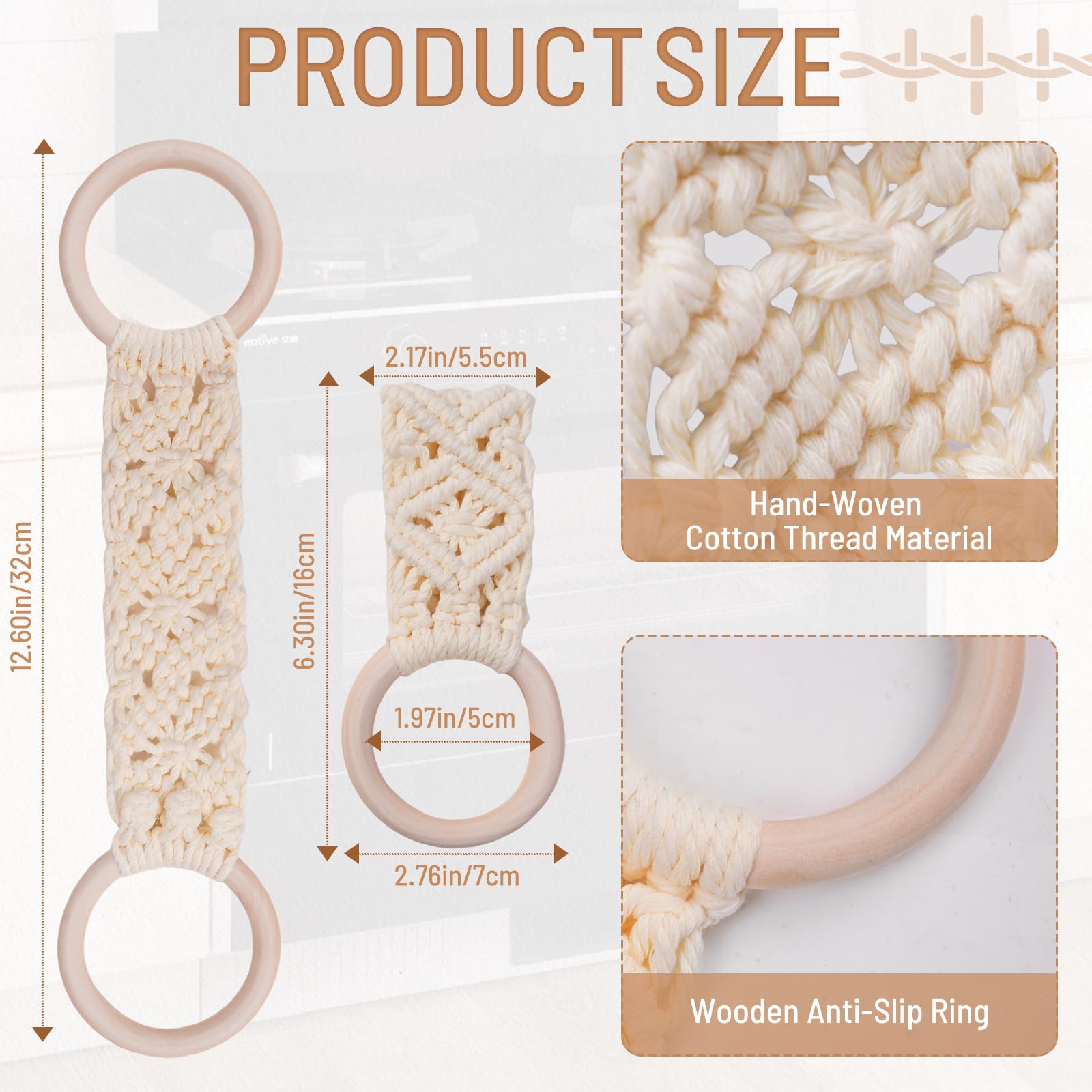 4 Pcs Kitchen Towel Holder Set Boho Handmade Crochet Hanging Dish Towel Holder with Loop for Cabinet, Oven, Stove Door – 12.6 Inch, Gift for Mom and Chef, 4 Colors