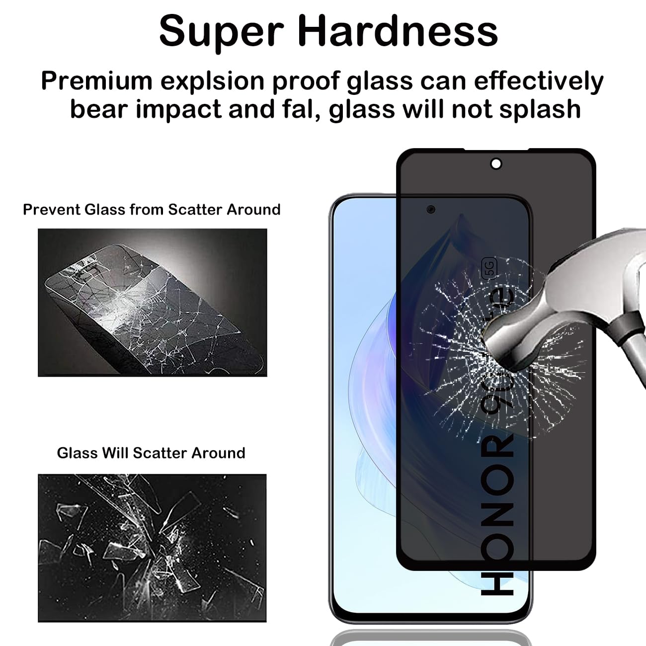 Pellicola In Vetro Temperato Per Honor 90 Lite 5G (2 Pezzi) - Protezione Privacy 28°, 9H Anti-graffio, Copertura Completa - 6