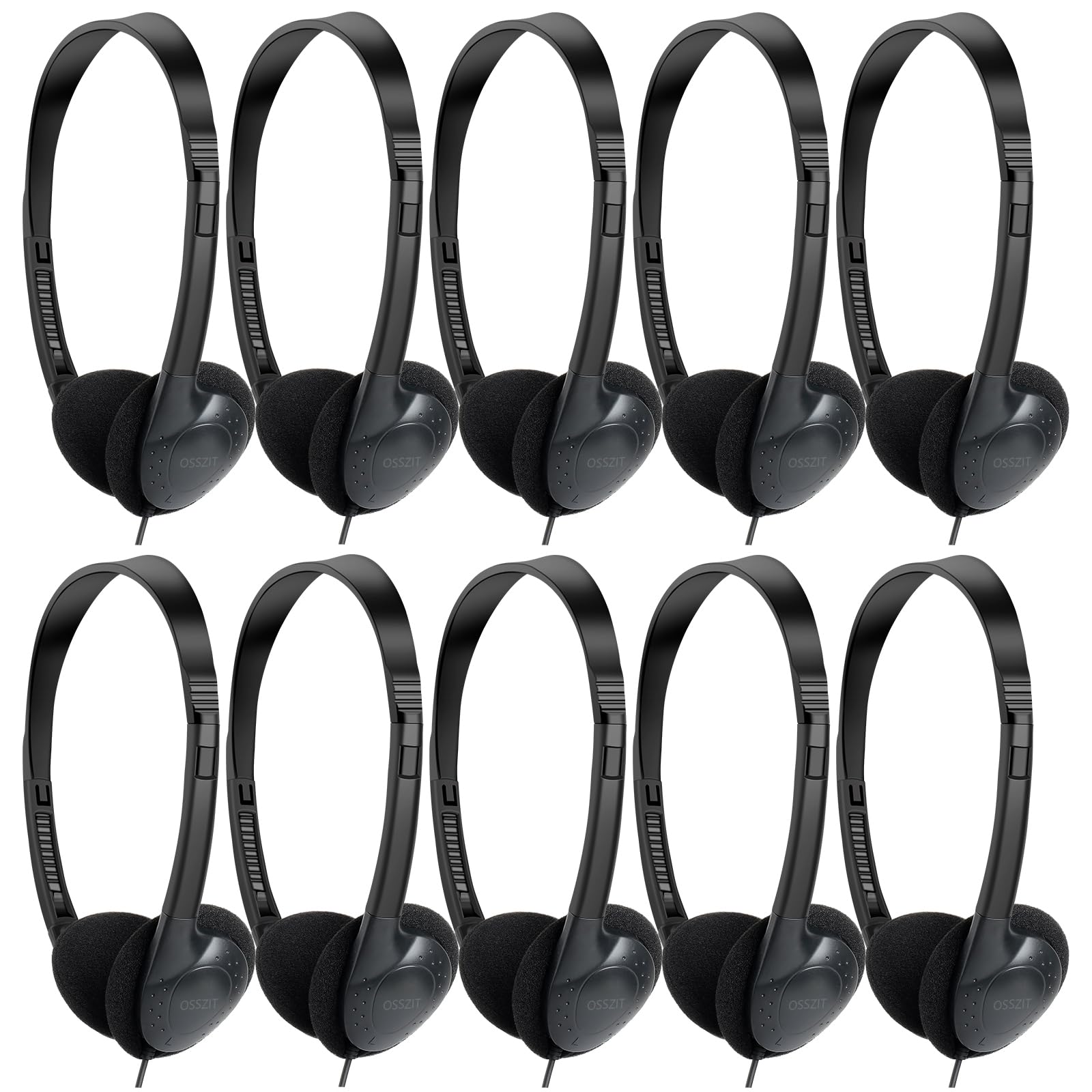 OSSZIT 30 Pack Class Set Headphones for Kids Students School Classroom Headphones Bulk Earphones Adjustable with 3.5 mm Jack for Library Children
