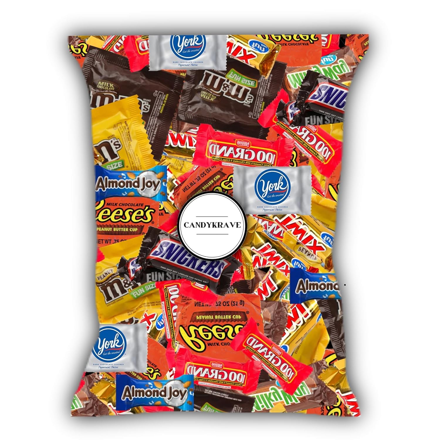 CandyKrave 2 lbs Assorted Chocolate Variety Pack - Fun Size Reese's, Twix, M&Ms Bulk Candy for Parties, Office & Snacks
