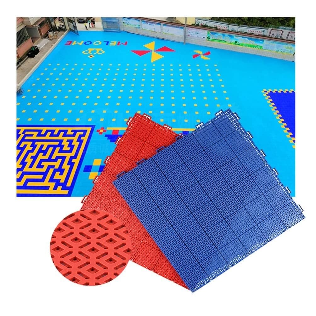 Piastrelle modulari ad Incastro per Esterni, Ideali per campi Sportivi Fai-da-Te, Adatte a scuole, asili e parchi Giochi, 53 cm (Rosse, 4 Pezzi per Confezione)