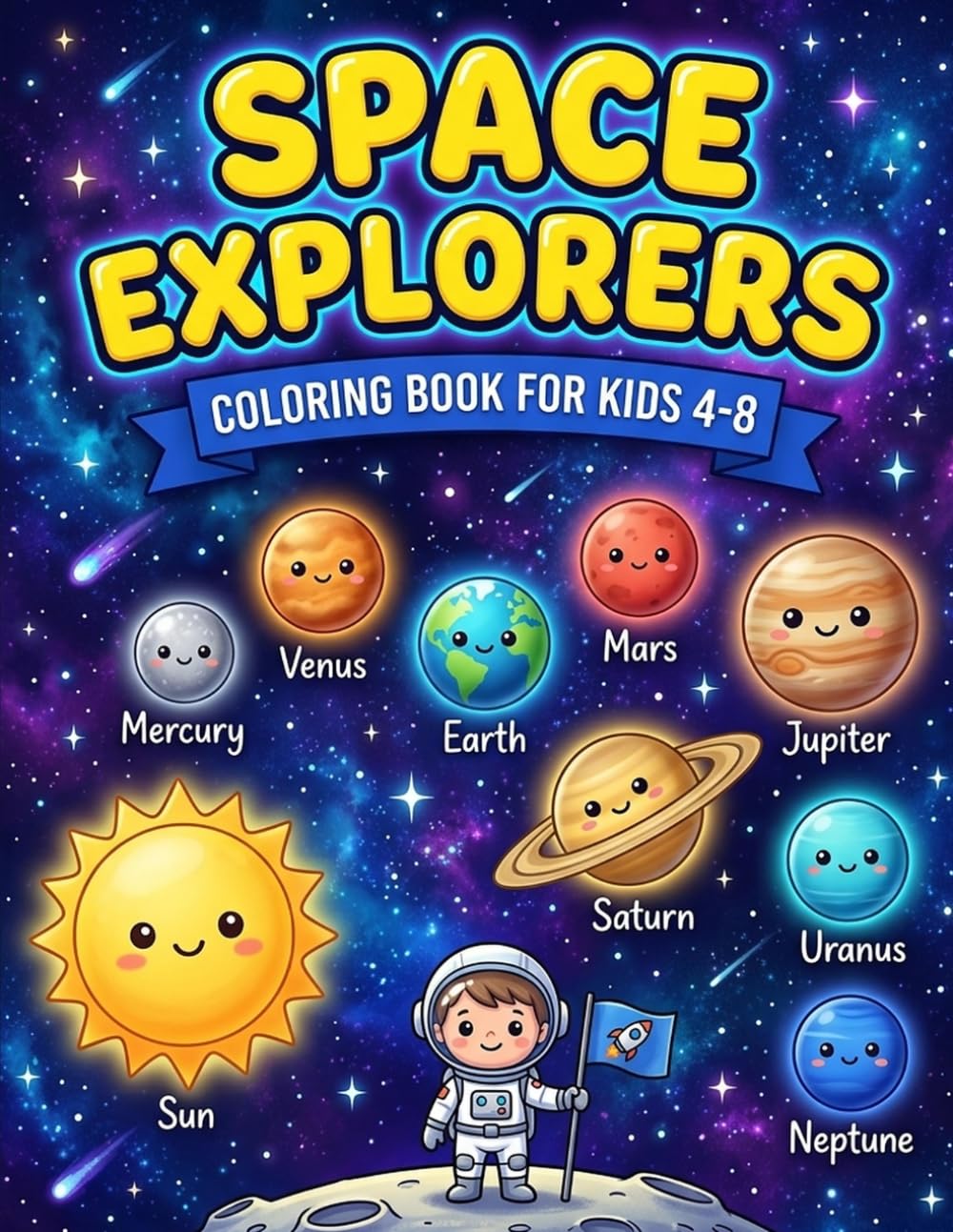 Space Explorers Coloring Book for Kids: Planets, Rockets & Outer Space Adventures: 30 Fun Coloring Pages About the Solar System for Children Ages 4-8